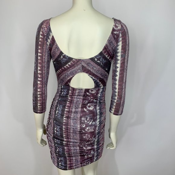 Free People Size XS Jasmine Ruched Cutout Scoop Neck Bodycon Mini Boho Dress - Picture 5 of 8